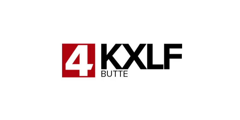Logo for KXLF Butte, featuring a red square with a white number "4" and black text "KXLF" with "BUTTE" underneath on a white background.