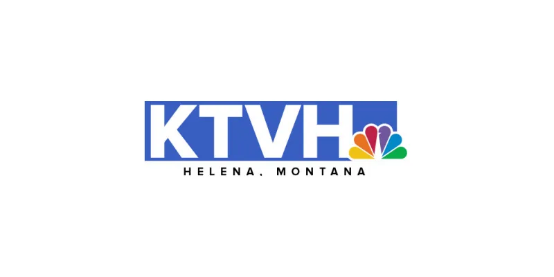 Logo for KTVH, an NBC-affiliated television station in Helena, Montana. The logo includes the NBC peacock icon and the text “KTVH” in large letters above “Helena, Montana” on a blue background.