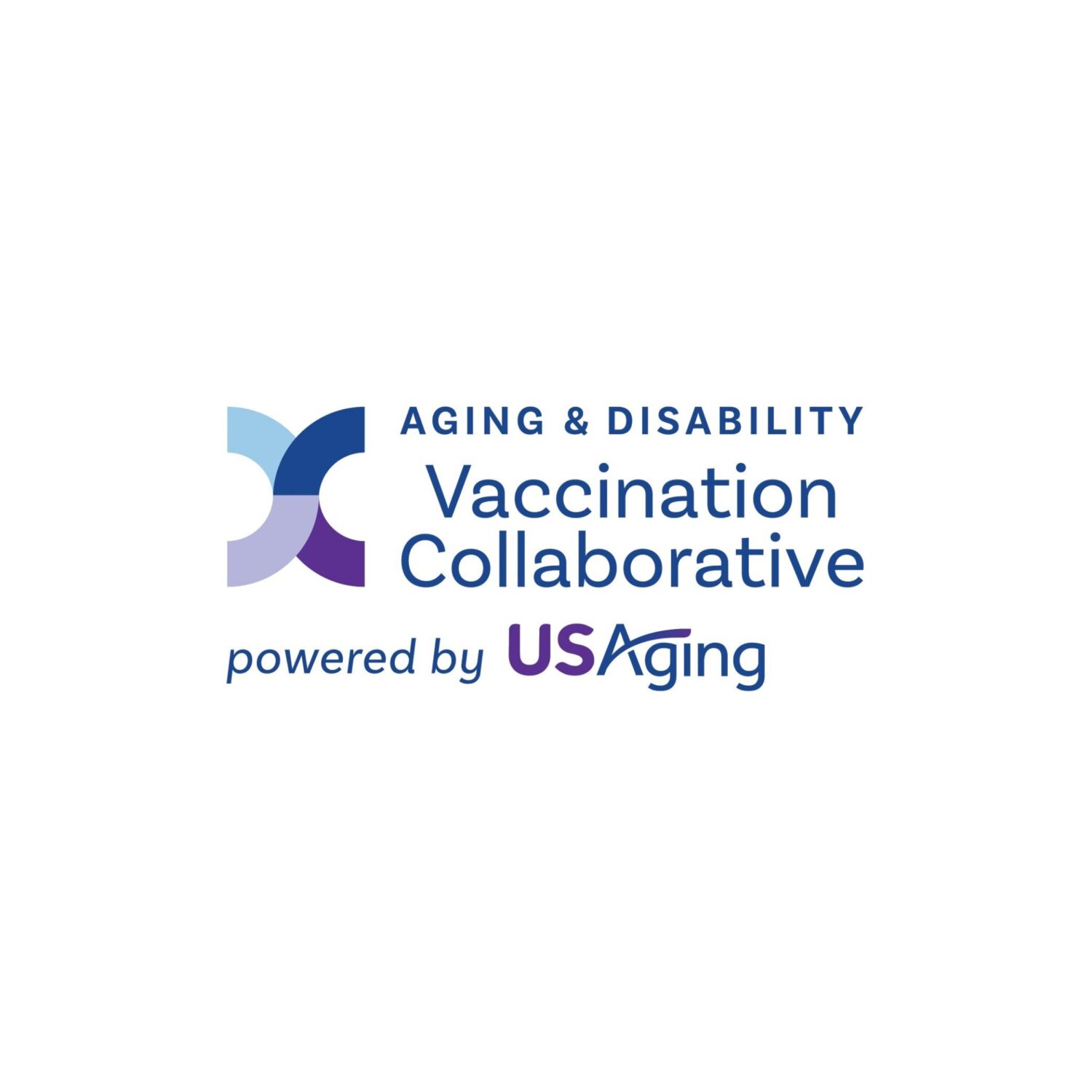 Logo of Aging & Disability Vaccination Collaborative powered by USAging, featuring abstract design elements.